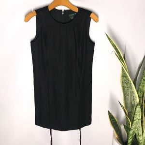 J Crew black linen shift dress size 4p.